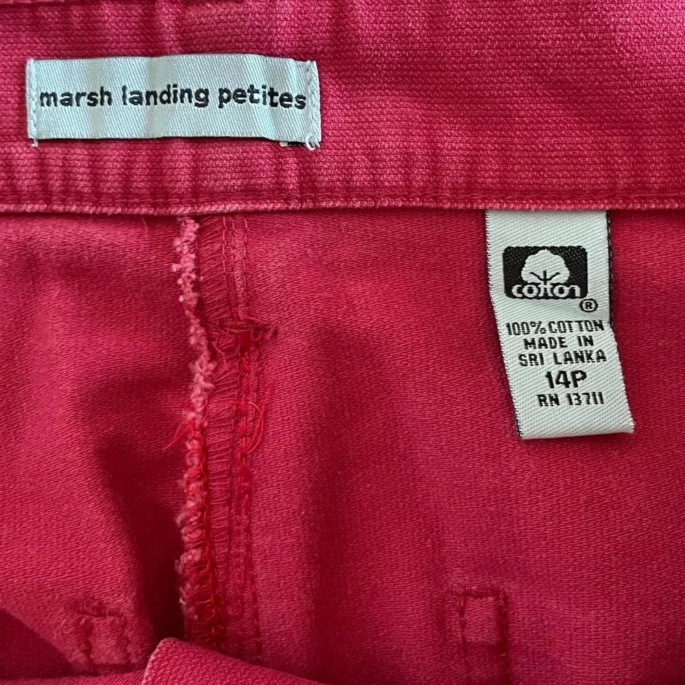 Marsh Landing Denim Cargo Shorts Women’s 14 Petite Red High Waisted 90s Casual - Picture 2 of 16